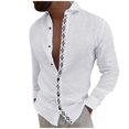 thumbnail image 1 of Camisas s Para Hombre Camisa de vacaciones en la playa Camisa de cárdigan de manga corta Camisa de solapa en contraste con botones en los puños para hombre (White, 3XL), 1 of 5
