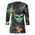 thumbnail image 4 of Ladies' Carnival Printed Round Neck Top Casual Loose 3/4 Sleeves Quarter Sleeves T Shirt Top Fashion Shirt Women Womens Loose Fit Running Tops Women's Tees Sleeve T Shirt Long Sleeve Shirt for Women, 4 of 4