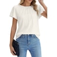 thumbnail image 2 of Fantaslook Pleated Blouses for Women Dressy Casual Tops Business Work Shirts Ruffle Sleeve Crew Neck Summer Outfits, 2 of 9