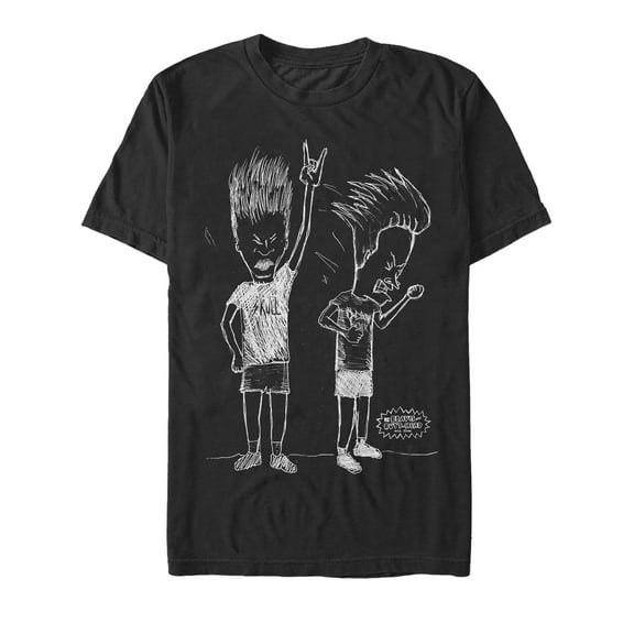 Men's Beavis and Butt-Head Rock Forever Sketch Graphic Tee Black Medium