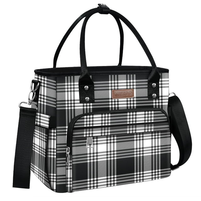 Lonchera MIYCOO para mujer, aislante, a cuadros, negra