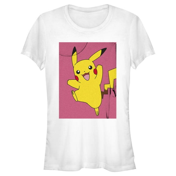 Junior's Pokemon Pikachu Happy Jump  Graphic Tee White 2X Large