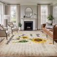 thumbnail image 2 of Yellow Sunflowers Large Area Rugs 6x9 ft You Are My Sunshine Butterflies Vintage Newspapers Washable Rug Non Slip Indoor Carpet Absorbent Floor Mat for Living Room Bedroom Dining Room, 2 of 9
