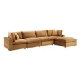thumbnail image 4 of Modway Commix 5-Piece Down Filled Overstuffed Performance Velvet Sectional Sofa in Cognac, 4 of 5