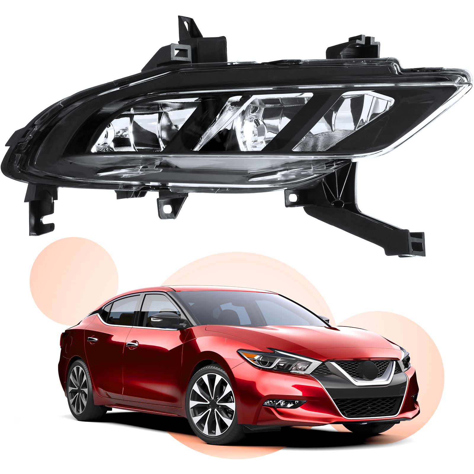 HOUGEET Fit for 2016-2018 Nissan Maxima Fog Lights Assembly Passenger Side