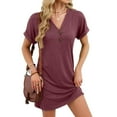thumbnail image 4 of Censtreet Nightgowns for Women Short Sleeve Night Gown Soft Sleep Shirts Women's Sleepwear V Neck Sleep Dress, 4 of 9