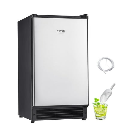 VEVOR Undercounter Built-in Ice Maker, 25 Lbs/Day Under Counter Ice Maker Machine with Reversible Door Stainless Steel, Freestanding Ice Maker for Commercial Home Kitchen, No Drain Required