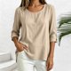 thumbnail image 5 of Neewe Women's Casual 3/4 Sleeve T-Shirts Plain Round Neck Tunic Tops Basic Tees Blouses Loose Fit Pullover, 5 of 8