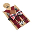 thumbnail image 2 of Conjunto de tirantes y pajarita para niños. Incluye 3 clips metálicos en forma de Y. Tirantes ajustables con elástico para disfraces formales. borgoña, 2 of 10