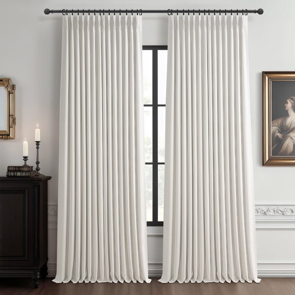 Cortinas plisadas de lino PleatedDrapes, 178 cm, extra anchas, 400 GSM, 2 paneles