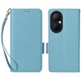 thumbnail image 1 of For Huawei Enjoy 80 Case with Wrist Strap Litchi Texture PU Leather Wallet Phone Cover - Dark Blue, 1 of 5