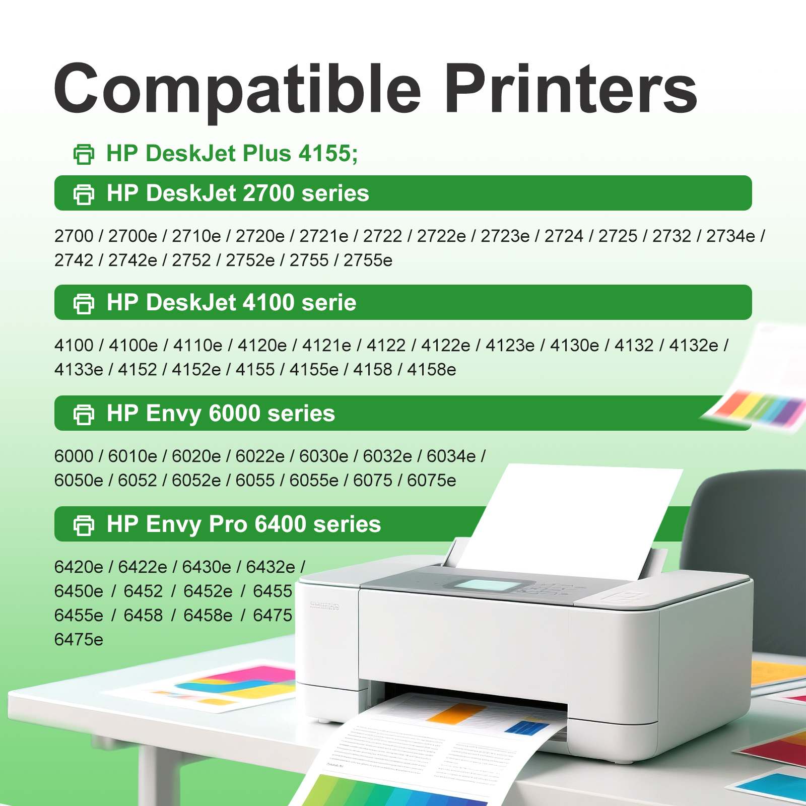 Ink Cartridges 67XL Compatible For HP Envy 6052 6055 6058 6075 6452 6455 6458 DESKJET 1255 2732 2752 2755 DESKJET Plus 4140 4152 4155 4158 Printer (BK/C/M/Y),B