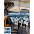 thumbnail image 5 of Outdoor Tablecloth with Umbrella Hole for Patio/Picnic/Party/Camping, Vintage Blue Coastal Waterproof Table Cloth Square Cover Washable, Beach Coral Starfish Modern Abstract (60"x 60"), 5 of 9