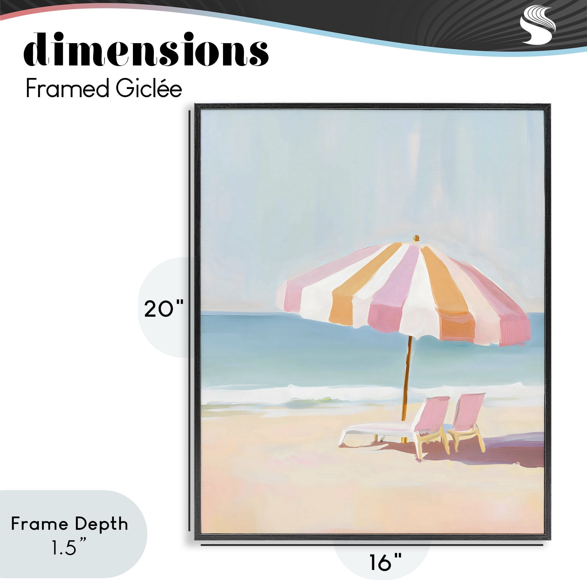 Stupell Industries Striped Umbrella & Chairs Black Framed Giclee Art, design by The Prints Vibe