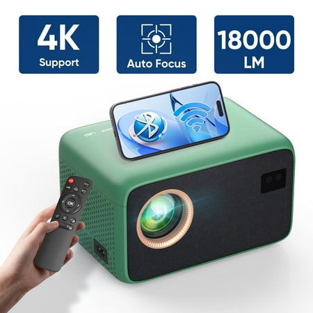 [Auto Focus]Faltopu Mini WIFI Bluetooth Projector 4K Support Native 1080P, 18000LM Outdoor Movie Projector, Home Theater Projector Compatible with IOS, Android, PC, TV Stick, HDMI, USB