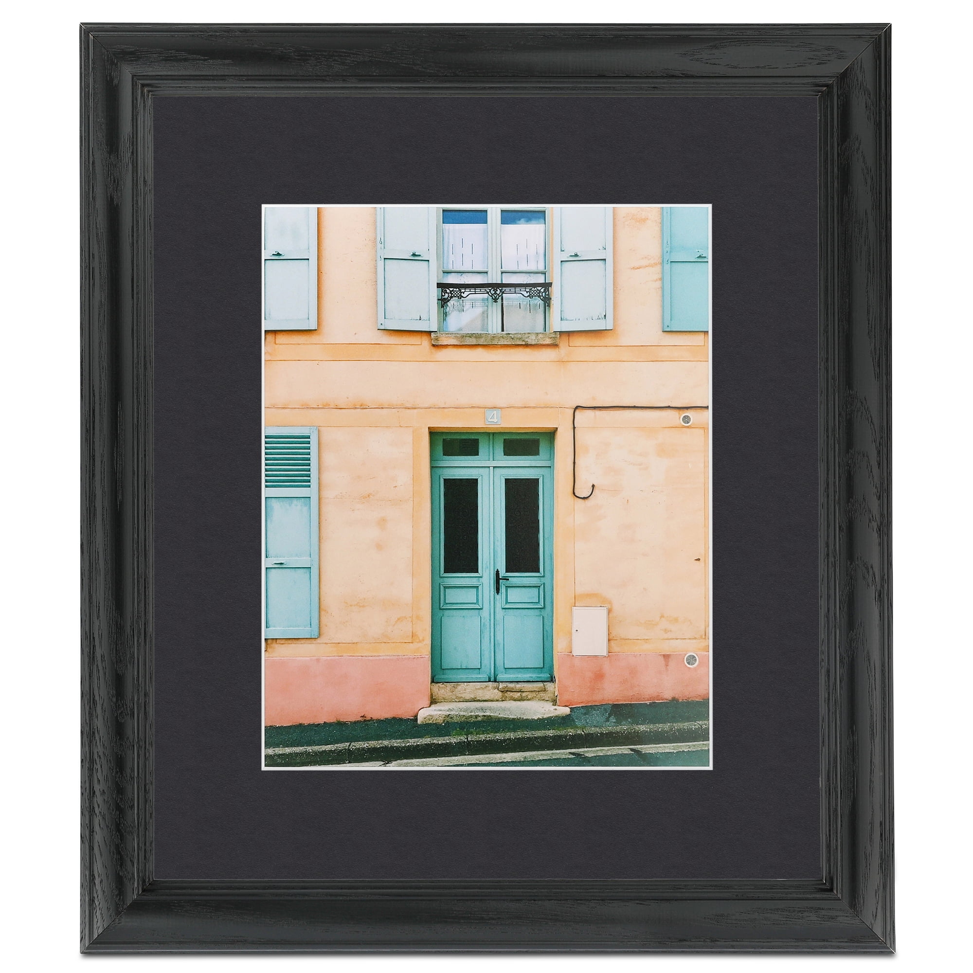 ArtToFrames 22x28" Matted Picture Frame with 18x24" Single Mat Photo Opening Framed in 1.25" Black Stain on Solid Red Oak and 2" Black Mat (FWM-4083-22x28)