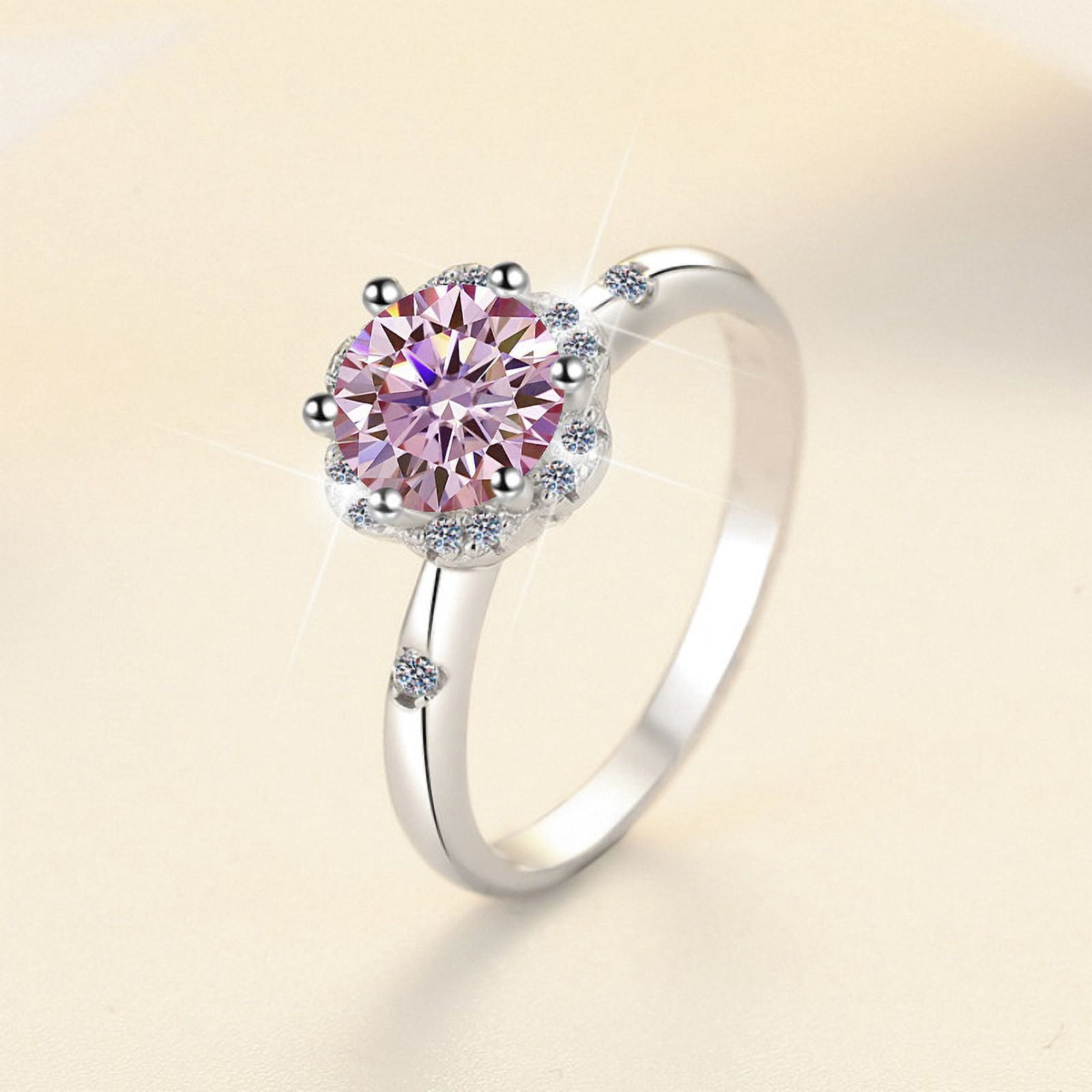 1 Carat Moissanite Wedding Ring for Women Engagement Rings for Women Diamond 18K White Gold Plated 925 Sterling Silver Moissanite Diamond Promise Rings Womens Diamond Ring