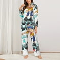 thumbnail image 2 of Saiise Sml Jeffy Ba Print Women Soft Pama Sets,Long Sleeve Sleepwear Button Up 2-Piece Pjs Lounge Sets-Small, 2 of 8