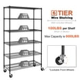 thumbnail image 6 of 6-Tier Metal Storage Shelves, 48" x 18" x 76" Wire Shelving Unit w/Wheels, 6000 LBS Heavy Duty Industrial Utility Steel Storage Rack  for Garage Kitchen Storage, Black, 6 of 7