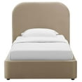 thumbnail image 5 of Keynote Performance Velvet Curved Twin Platform Bed in Taupe, 5 of 9