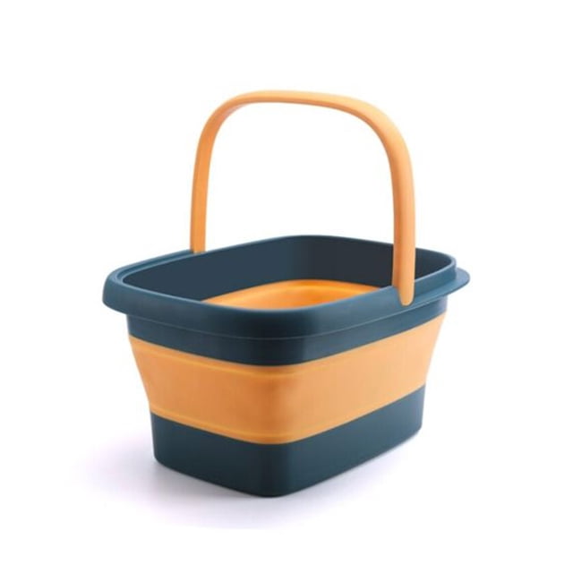 Toystoory Lavabo para baño de pies, almacenamiento plegable, bañera para remojo de masaje, lavabo de gran capacidad, Cubo de viaje portátil con asa Juegos de accesorios de baño Azul oscuro Toystoory HA070129-01