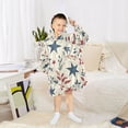 thumbnail image 6 of Wearable Blanket with Sleeves and Pocket Oversized Hooded Sweatshirt 3-14 YR Red and Blue Leafy Designs S, 6 of 7