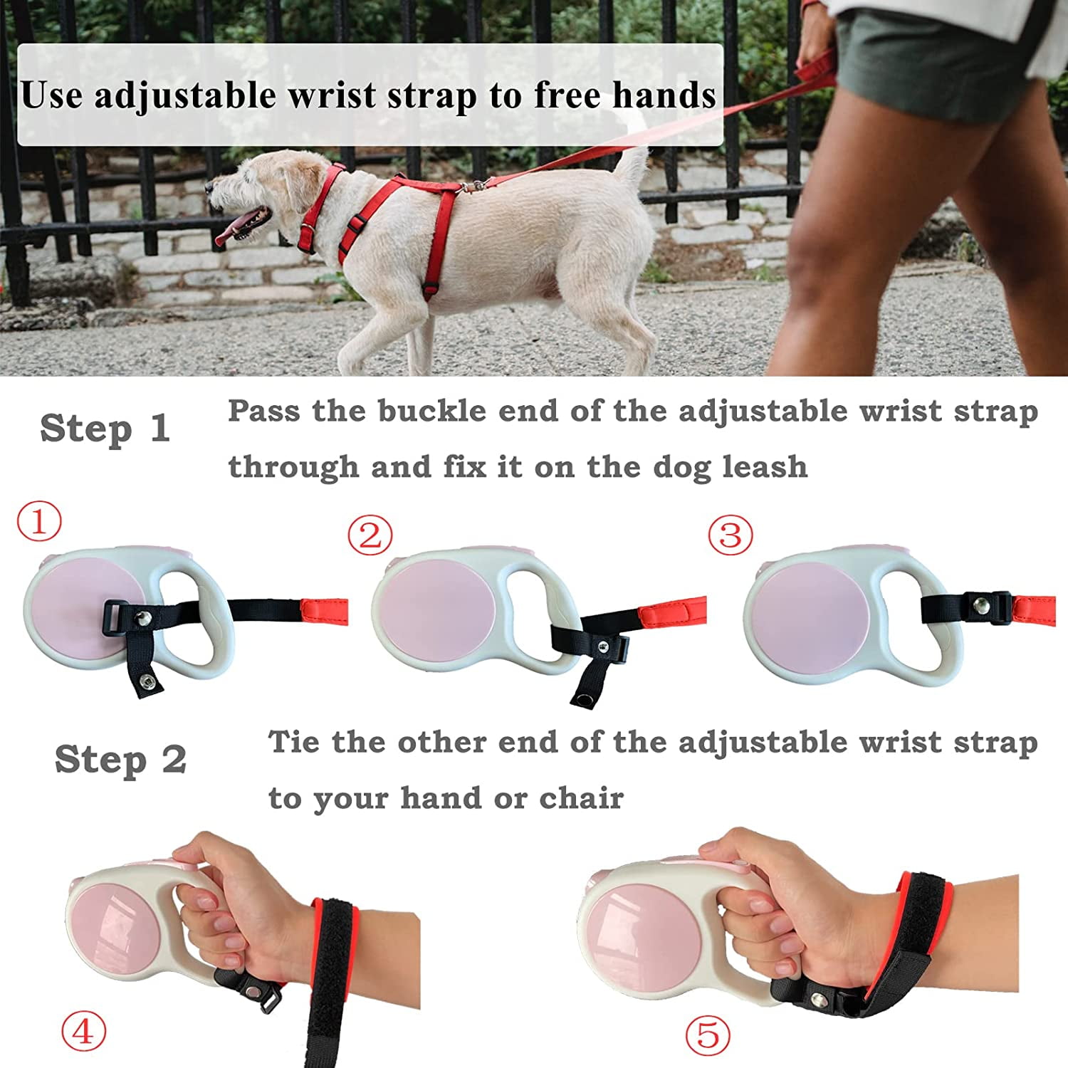 DizeyBoyo Adjustable Wrist Strap for Dog Leash, Dog Leash Wrist