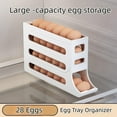 thumbnail image 4 of 28 Eggs Egg Holder for Fridge, Rolling Egg Dispenser for Refrigerator Automatically, 4 Tiers Fridge Egg Rack, Space-Saving Egg Dispenser Large Capacity Egg Dispenser Container Tray (White), 4 of 5