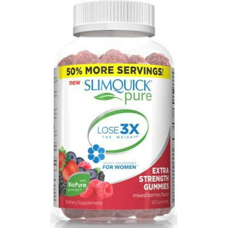 SLIMQUICK Pure Mixed Berry Gummies Weight Management Supplement, 60 (Best Salad Mix For Weight Loss)
