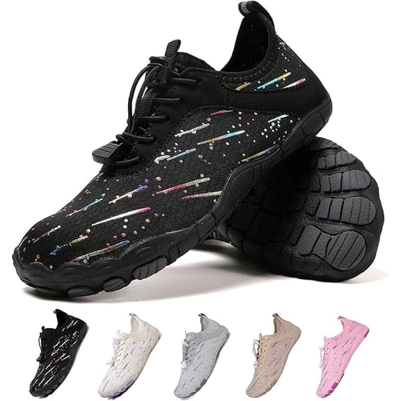 Barefoot Water Shoes, Breathable Wide Toe Non-Slip Lightweight Footwear, Unisex Sneakers for Men & Women, Zero Drop Comfortable Walking Running Yoga and All Water Sports(black)