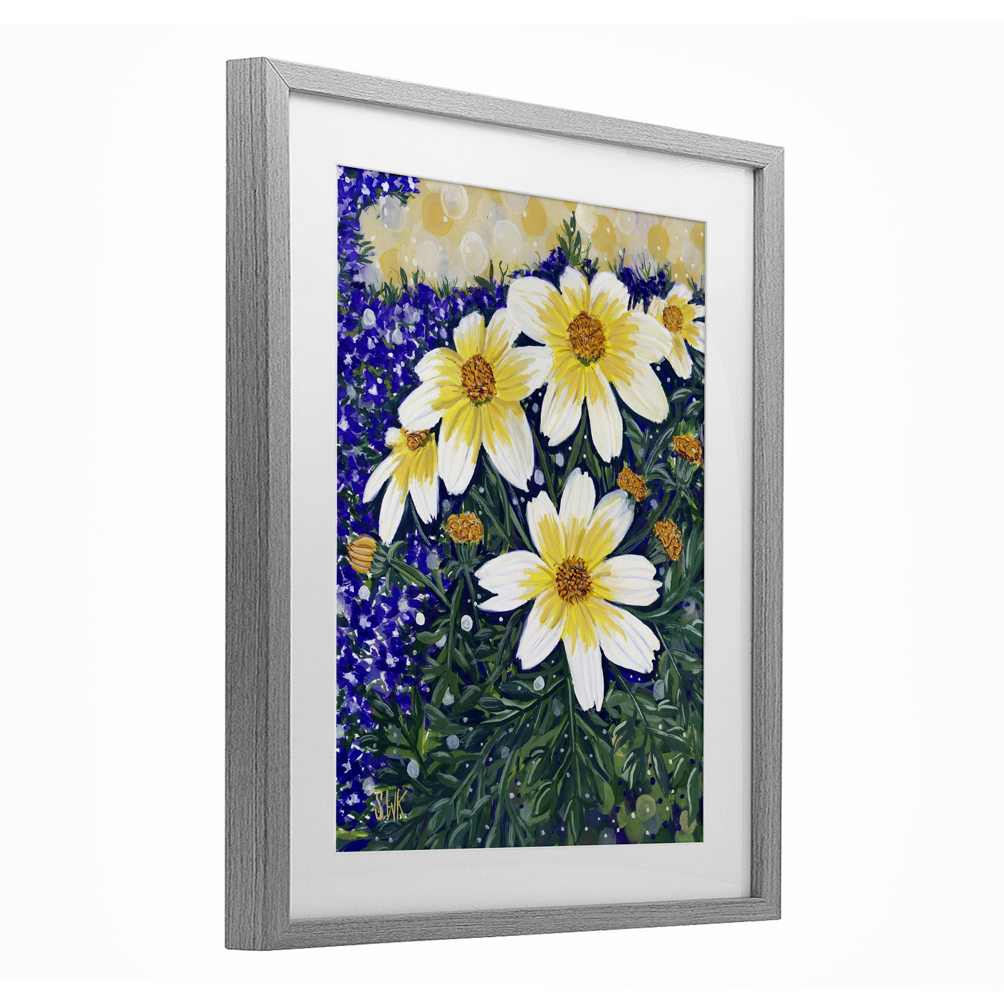 Stupell Industries Summer Garden Cosmos Gray Framed Print Under Glass, design by Sarah Waldron Kimball