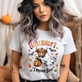 thumbnail image 2 of Funny Bullsheet I Mean Boo T-Shirt | Highland Cow Ghost Halloween Graphic Tee, Heliconia, Size 2XL, 2 of 6