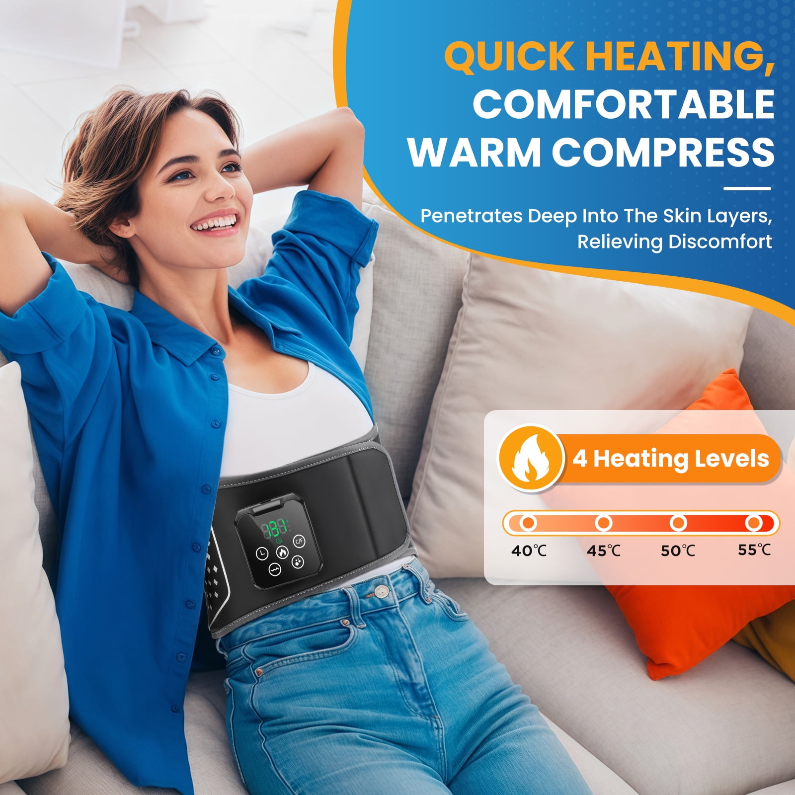 Inflatable Heating Back Brace, Cordless Lateral Compression Airbag Heating Pad, Neoprene Heated Waist Belt, Ergonomically Designed for Lumbar Care