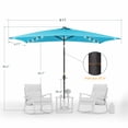 thumbnail image 2 of ACEGOSES LED Outdoor Patio 6x9ft Deck Solar Light Market Umbrella, Outside Table Umbrellas With Polyester canopy,Lake Blue, 2 of 8
