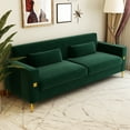 thumbnail image 3 of YYAo Convertible Sectional Sofa Couch, Modern Velvet Futon with Reversible Chaise for Living Room, Apartment and Small Space, Green, 3 of 9