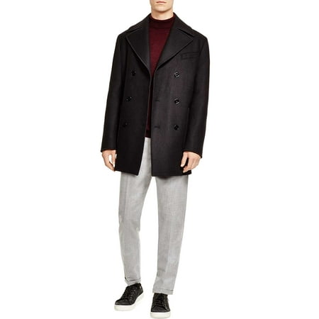 Carven Mens Slim Fit Twill Wool Blend Peacoat Coat US Size Small IT 46 (Best Slim Fit Peacoat)