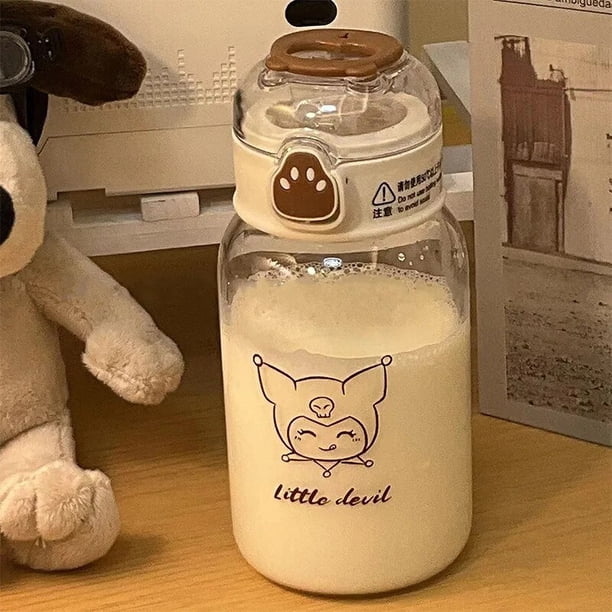 Botella de agua de Hello Kitty Y2K de 450Ml, Kuromi Cinnamoroll, taza de paja transparente, botella de agua Melody Sanrio, pegatina Diy, vasos de plástico