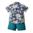 thumbnail image 4 of TUOBARR Set Clothes for Toddler Boy,Baby Boys Gentleman Bow Tie Floral Printed T-Shirt Tops+Shorts Outfits Navy 80, 4 of 5