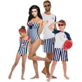 thumbnail image 2 of Disney Minnie Mouse Toddler Girls One Piece Bathing Suit Striped Blue 4T, 2 of 5