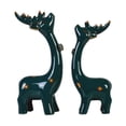 thumbnail image 2 of 2 figuras decorativas de ciervos, modernas, coleccionables, de cerámica, para escritorio. Verde, 2 of 9