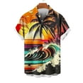 thumbnail image 4 of Horkkom Beach Shirts for Men Summer Hawaiian Print Short Sleeve Shirts Casual Loose Button Up Shirt with Pocket, 4 of 6