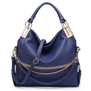 Dasein Women's Hobo Bag, Blue Rhinestone Faux Leather