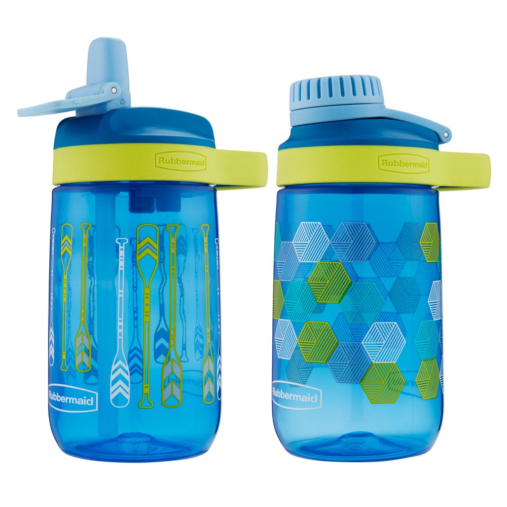 Rubbermaid 14 Oz. Sip/Chug Kids Water Bottles, 2Pack, Blue Walmart