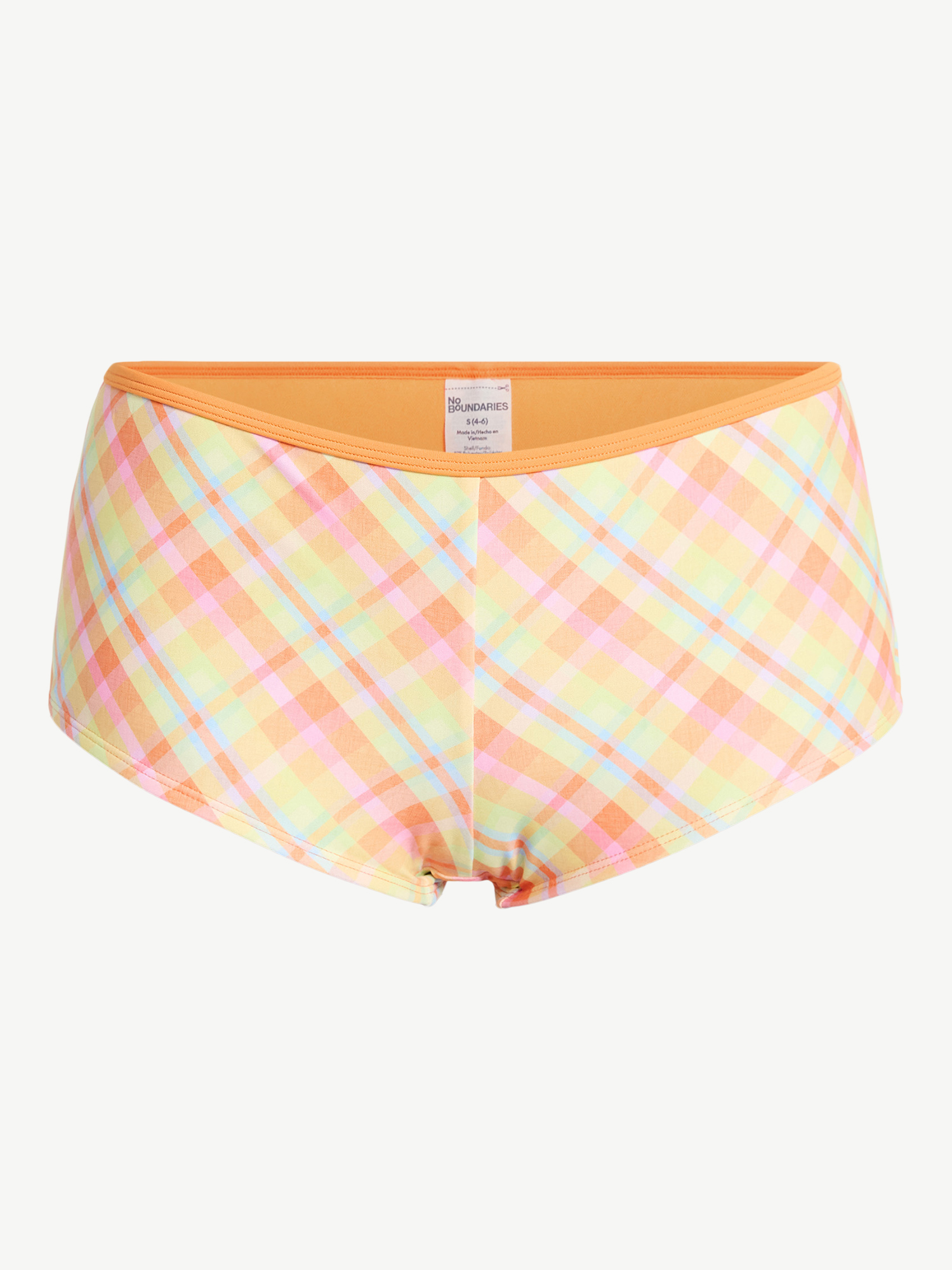 No Boundaries Plaid Boyshort Bikini Bottoms, Women’s XXS-XXL