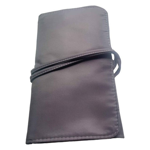 Estuche para brochas de maquillaje, neceser portátil compacto, bolso de mano, soporte para brochas de tamaño de viaje Gris jinwen Estuche para brochas de maquillaje
