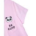 thumbnail image 4 of Beezizac Girls Panda Print Pajama Set-2-Piece Cotton Blend Short Sleeve & Pants Cute Summer Pink Grey PJs Size 14, 4 of 7