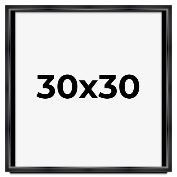 30x30 Shadow Box Frame Black | 1.25 inches Deep Real Wood Contemporary Shadowbox Display Frame | UV