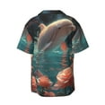 thumbnail image 4 of Goofa Flower White Dolphin Printed Men's Casual Short-sleeved Shirt,Lightweight Breathable Button-down,Summer Casual men's top,Versatile Fashion shirt-Large, 4 of 7
