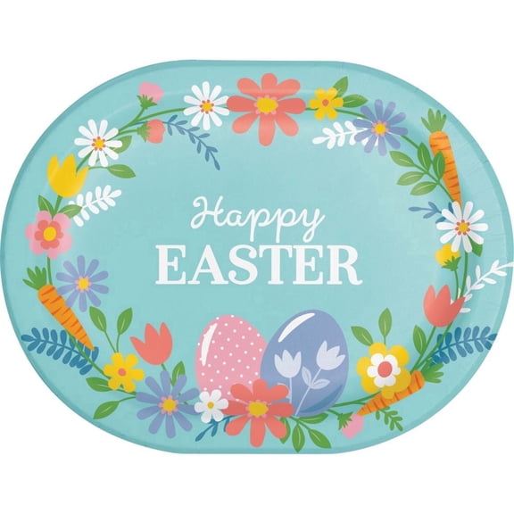 Easter Frills 12-inch Oval Paper Plates 8 Per Pack