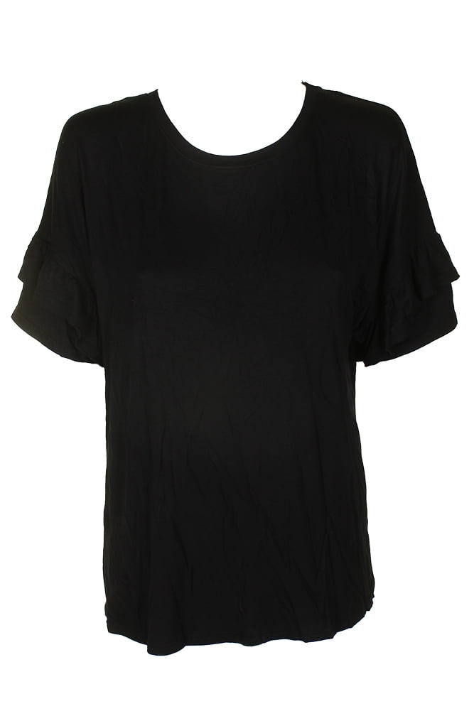 Jamie /& Layla Womens Ruffle Sleeve Crew Neck T-Shirt